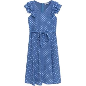 imageSpeechless Girls Polka Dot Crepe DressDenimWhite