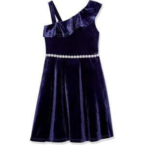 imageSpeechless Girls Ruffled One Shoulder Fit and Flare Sleeveless DressMidnight Navy
