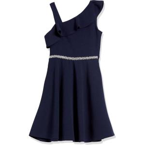 imageSpeechless Girls Ruffled One Shoulder Fit and Flare Sleeveless DressNavy