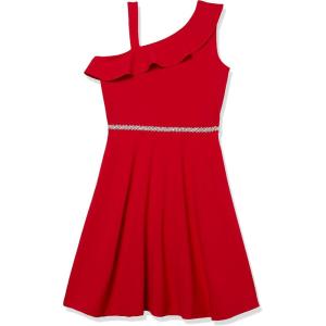 imageSpeechless Girls Ruffled One Shoulder Fit and Flare Sleeveless DressRed