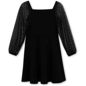 imageSpeechless Girls Scuba Crepe Party Dress with Long Sheer Dew Drop SleevesBlack
