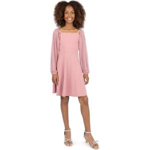 imageSpeechless Girls Scuba Crepe Party Dress with Long Sheer Dew Drop SleevesMauve
