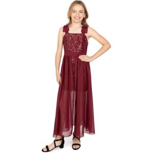 imageSpeechless Girls Sequin Maxi Party Dress with Chiffon WalkThrough SkirtBurgundy