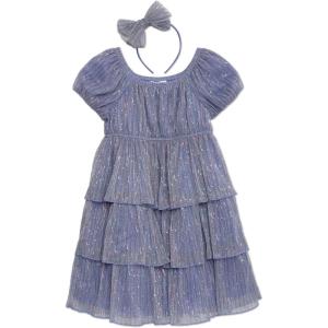 imageSpeechless Girls Short Sleeve Tiered Party Dress and HeadbandBlueLavender