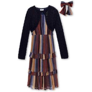 imageSpeechless Girls Sleeveless Midi Dress and Long Sleeve Crochet ShrugNavyRust