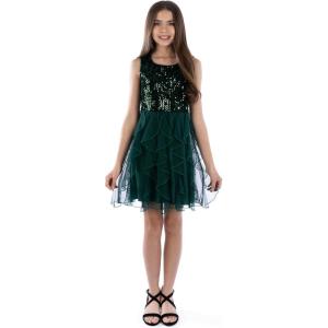 imageSpeechless Girls Sleeveless Sequin Bodice Party DressDeep Green