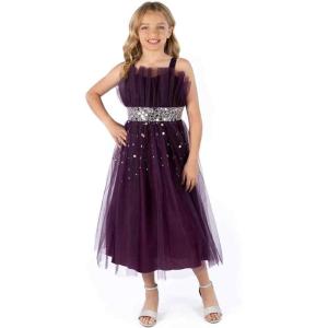 imageSpeechless Girls Sleeveless Sparkle Tulle Midi Party DressEggplant