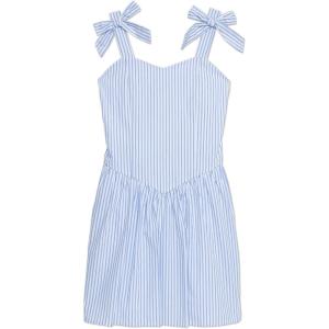 imageSpeechless Girls Striped Cotton Skater Dress with Bow ShouldersWhiteBlue