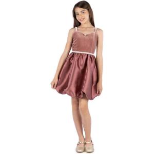 imageSpeechless Girls Velvet and Satin Sleeveless Bubble Party DressAmber