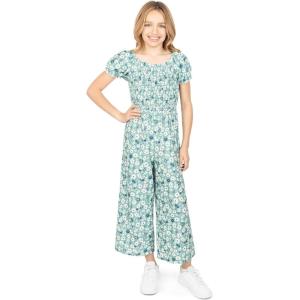 imageSpeechless Girls Wide Leg Smocked Bodice Cropped JumpsuitOlive