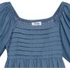 imageSpeechless Girls Puff Sleeve Babydoll Dress with Pleated BodiceDenim
