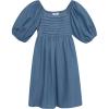 imageSpeechless Girls Puff Sleeve Babydoll Dress with Pleated BodiceDenim