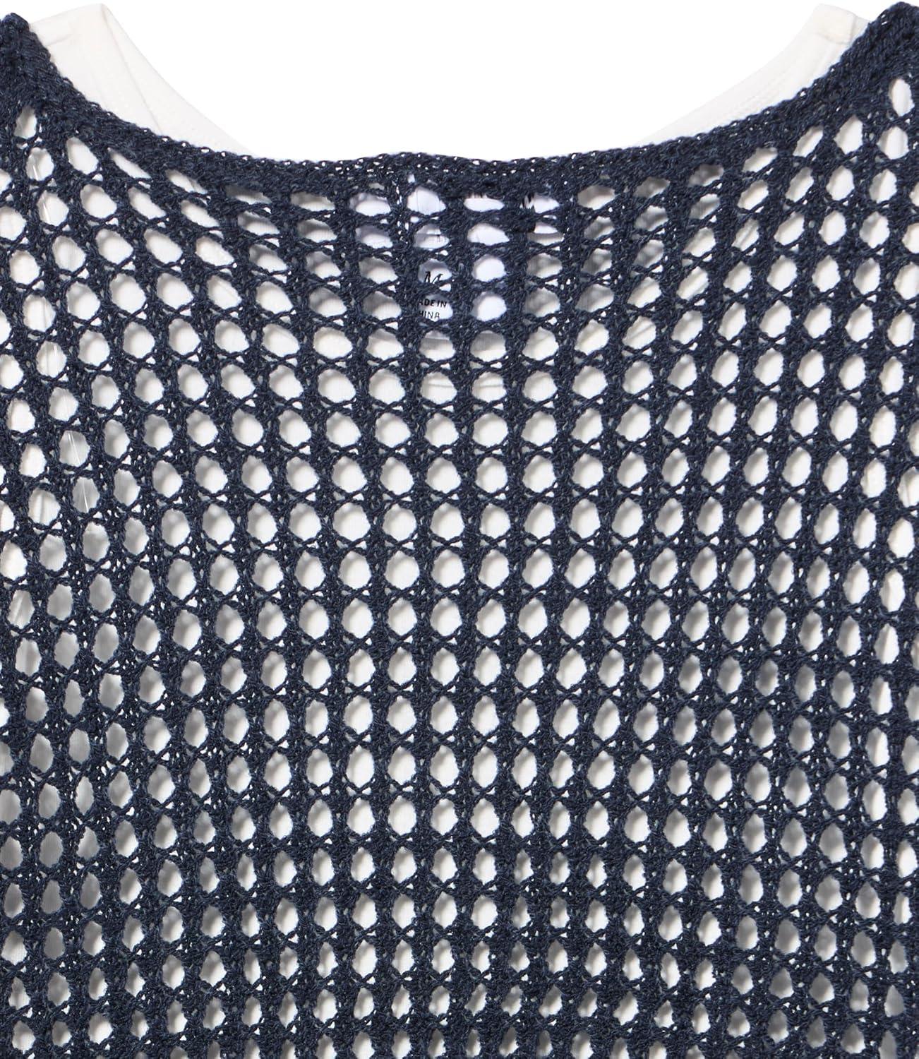 imageSpeechless Baby Girls 2Piece Long Sleeve Crochet Sweater with TankNavy