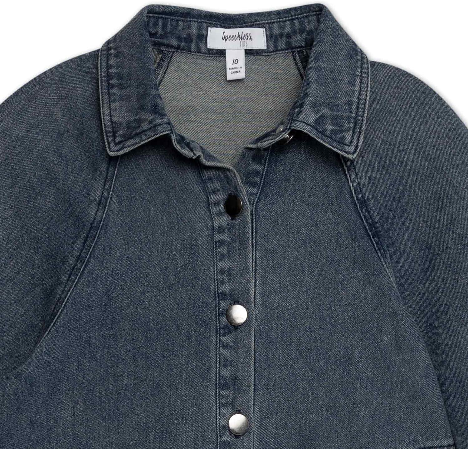 imageSpeechless Girls Button Front Long Sleeve Shirt DressDenim