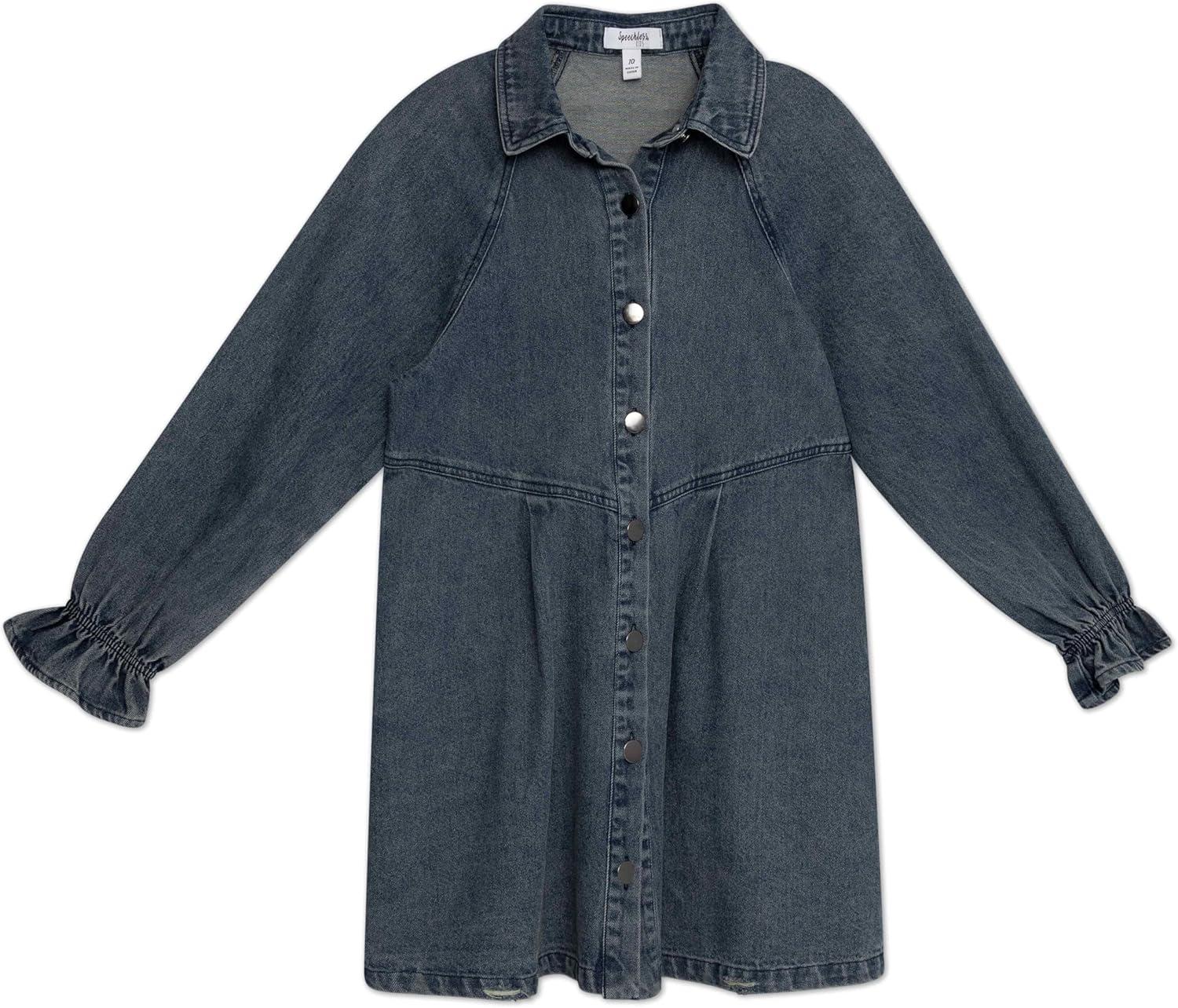 imageSpeechless Girls Button Front Long Sleeve Shirt DressDenim