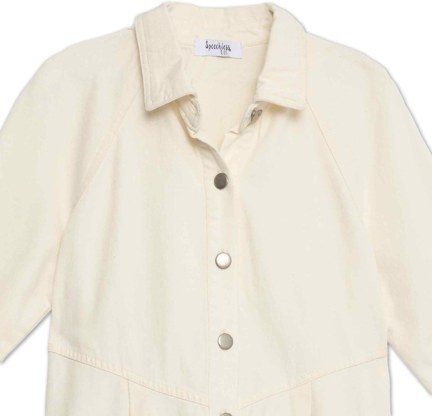 imageSpeechless Girls Button Front Long Sleeve Shirt DressStone