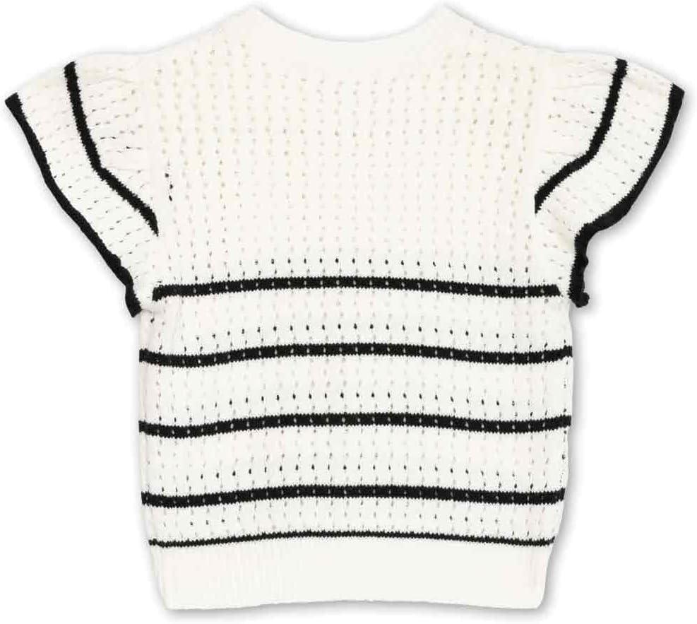 imageSpeechless Girls Flutter Sleeve Crochet Knit TopIvoryBlack