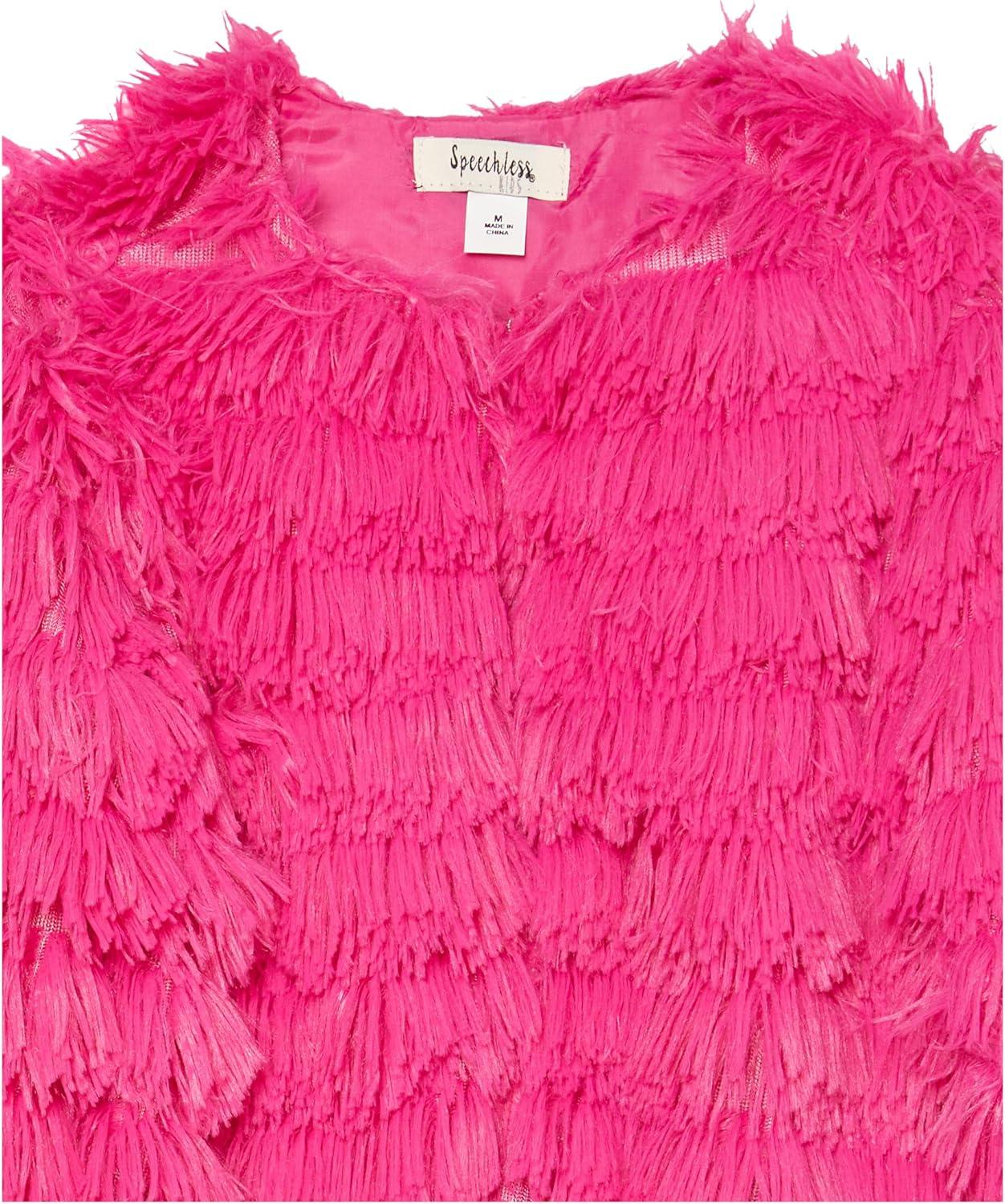 imageSpeechless Girls Open Front Shaggy JacketFuchsia