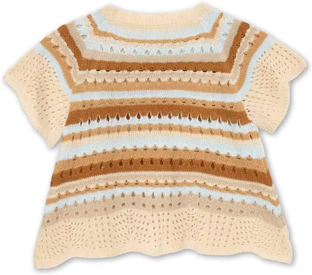 imageSpeechless Girls Short Sleeve Crochet TopTanBlue