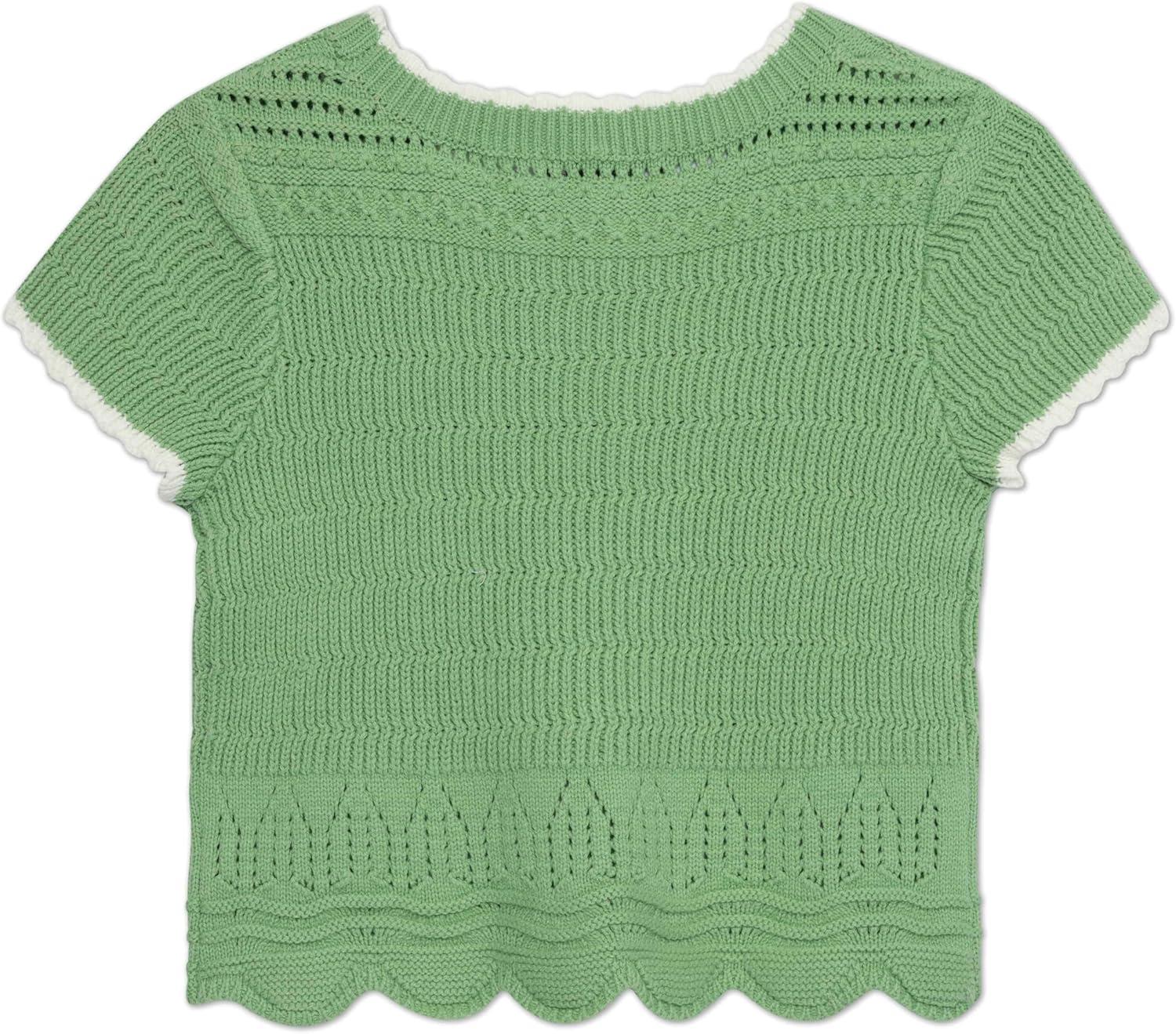 imageSpeechless Girls Short Sleeve Scalloped Edge Crochet TopSage
