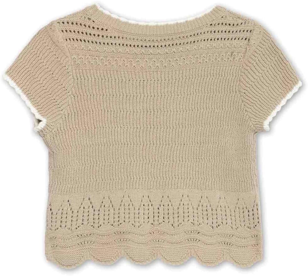 imageSpeechless Girls Short Sleeve Scalloped Edge Crochet TopTan