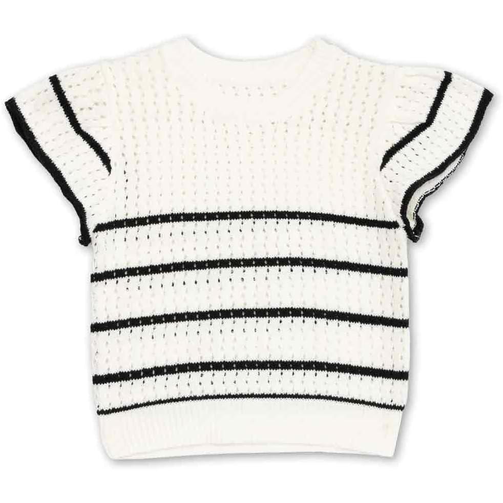 imageSpeechless Girls Flutter Sleeve Crochet Knit TopIvoryBlack