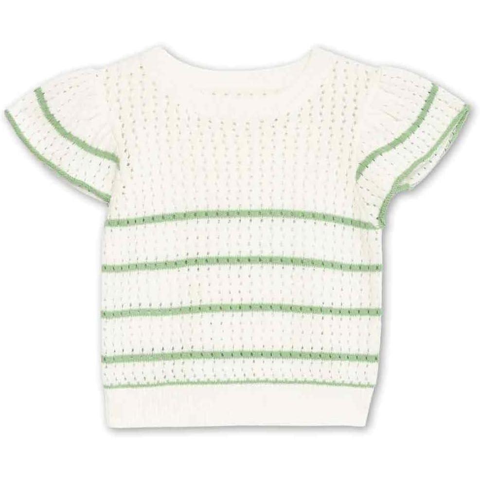 imageSpeechless Girls Flutter Sleeve Crochet Knit TopIvorySage
