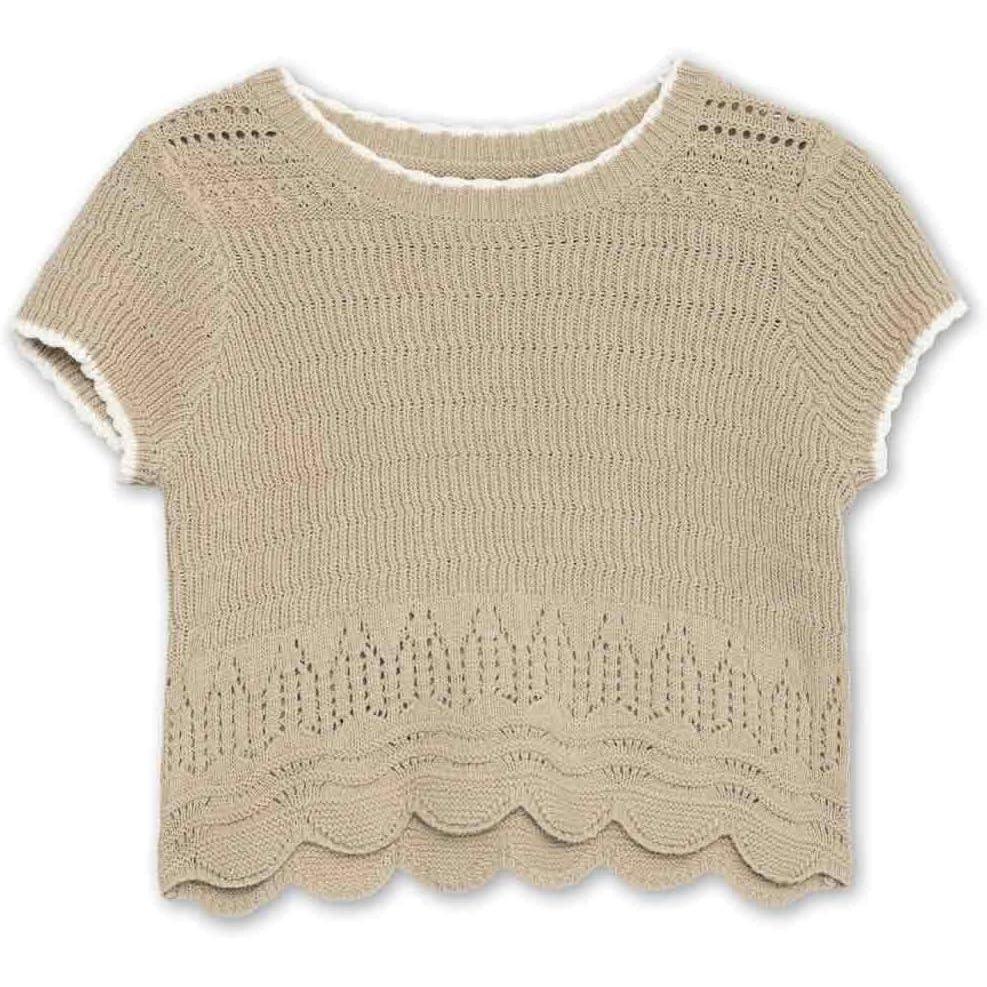 imageSpeechless Girls Short Sleeve Scalloped Edge Crochet TopTan