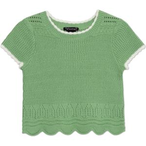 imageSpeechless Girls Short Sleeve Scalloped Edge Crochet TopSage