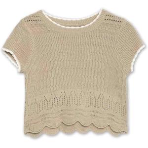imageSpeechless Girls Short Sleeve Scalloped Edge Crochet TopTan