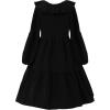 imageUhnice Girls Ruffled Tiered Dress Long Sleeves Loose Fit Casual SundressBlack