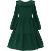 imageUhnice Girls Ruffled Tiered Dress Long Sleeves Loose Fit Casual SundressDark Green