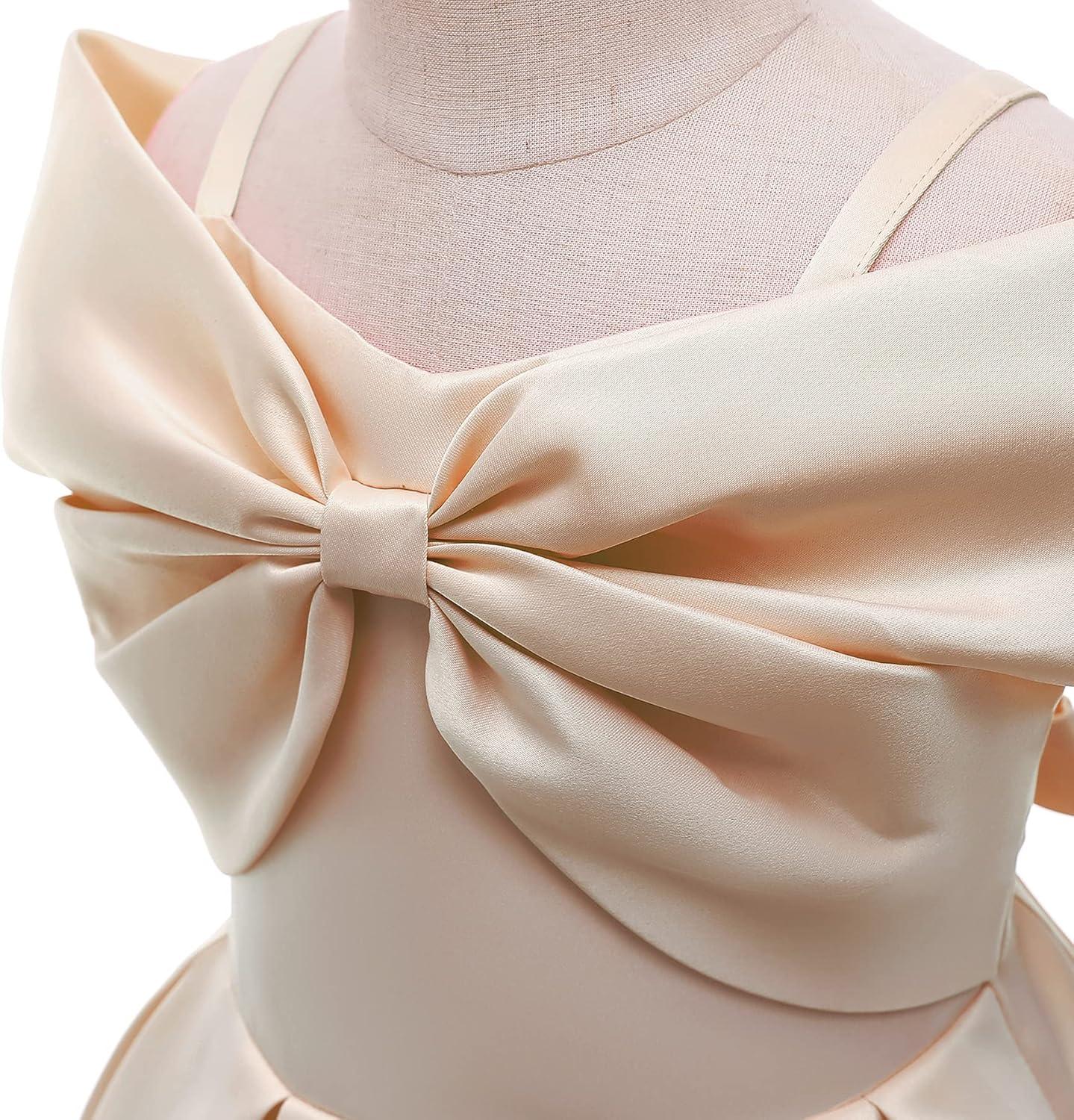 imageUhnice Flower Girl Formal Dress Off Shoulder Bowknot Wedding Ball GownChampagne