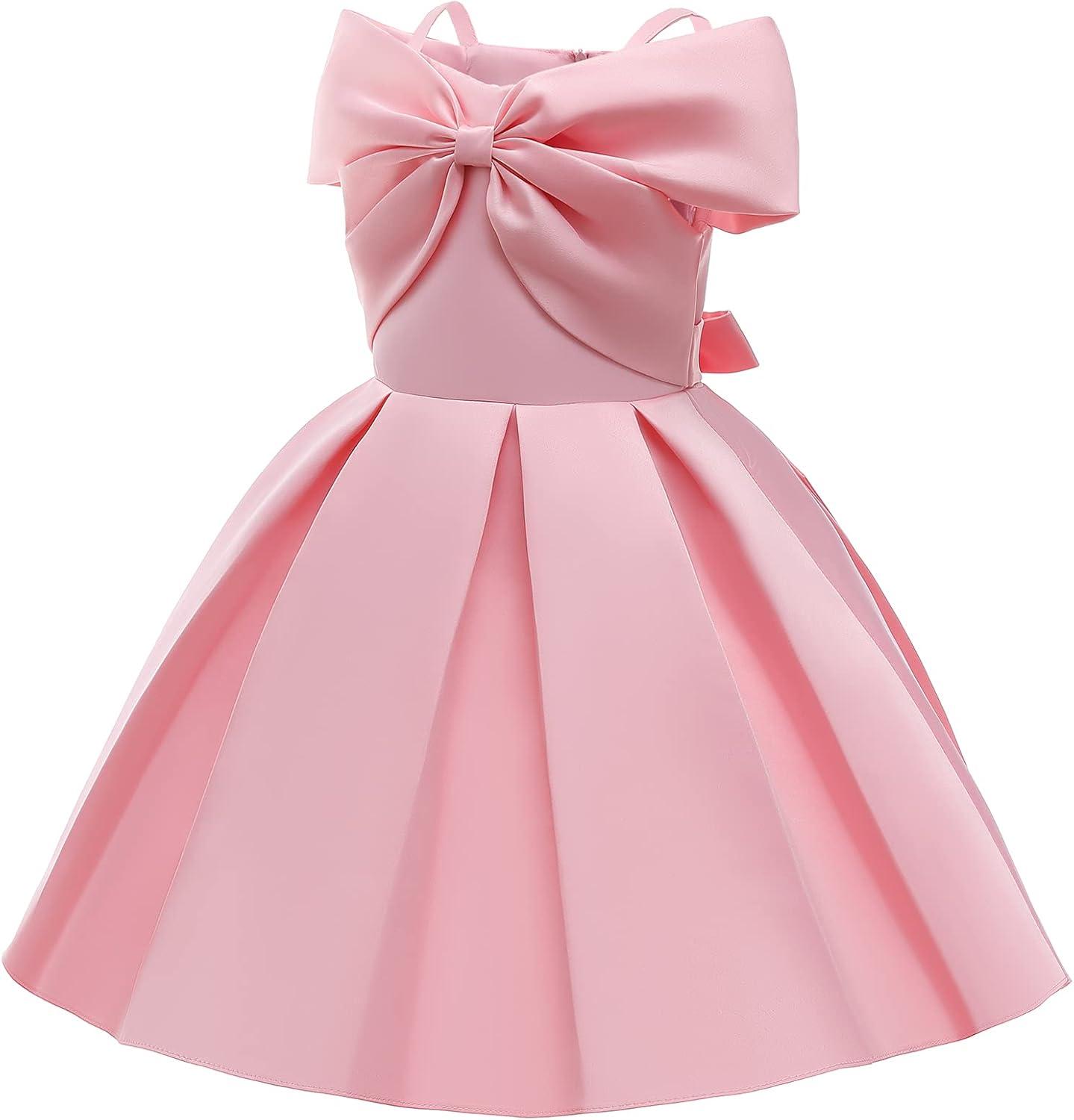 imageUhnice Flower Girl Formal Dress Off Shoulder Bowknot Wedding Ball GownPink