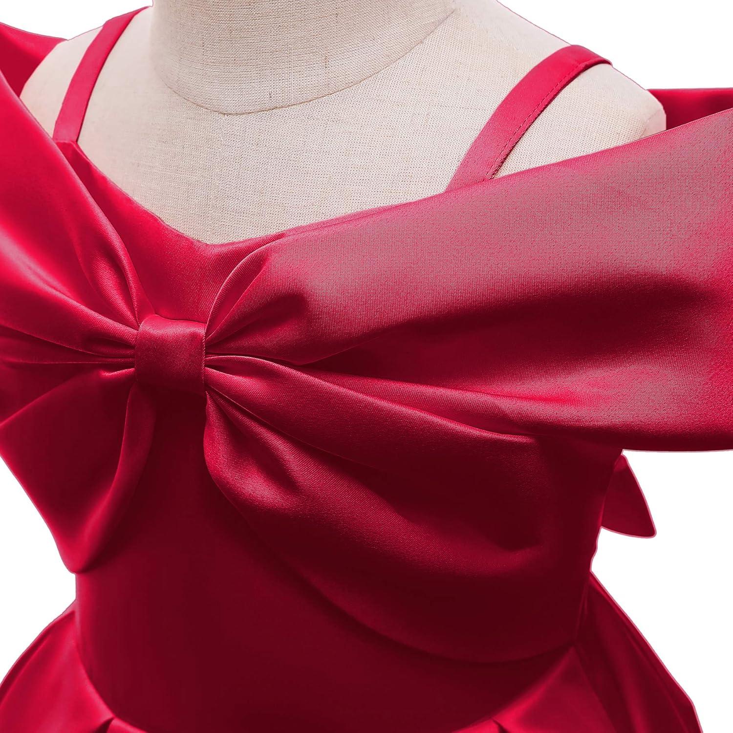 imageUhnice Flower Girl Formal Dress Off Shoulder Bowknot Wedding Ball GownRed