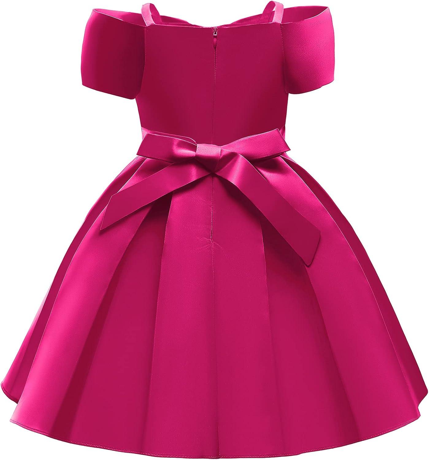 imageUhnice Flower Girl Formal Dress Off Shoulder Bowknot Wedding Ball GownRose