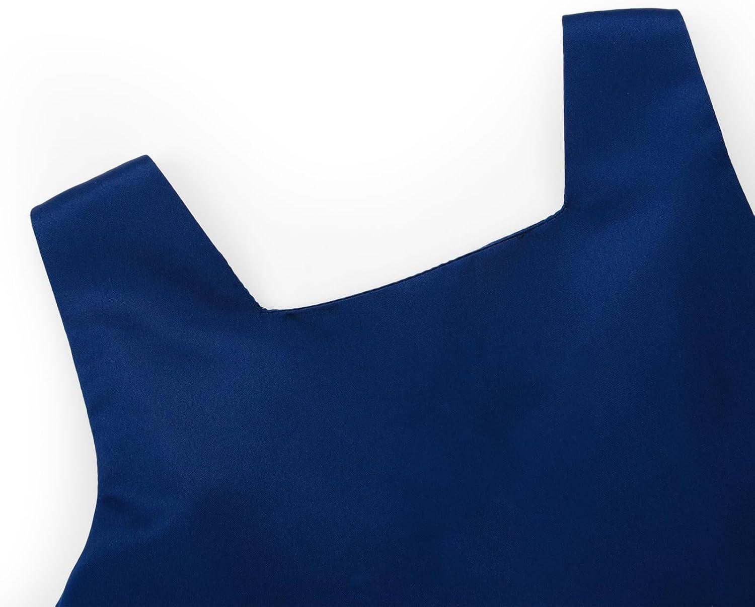 imageUhnice Flower Girl Satin Dress Sleeveless Dresses with Detachable Bow for Wedding PartyNavy Blue