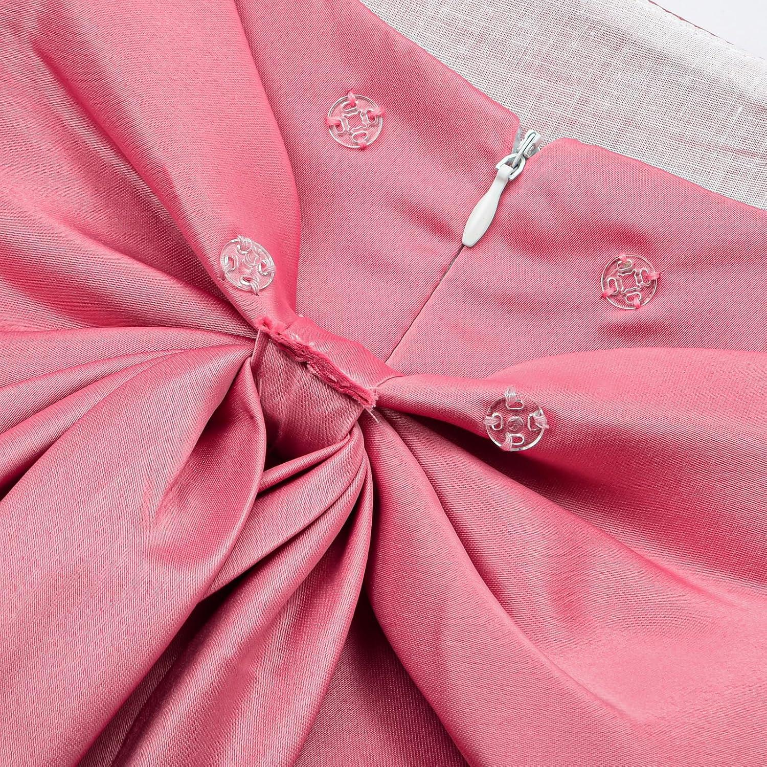 imageUhnice Flower Girl Satin Dress Sleeveless Dresses with Detachable Bow for Wedding PartyPink