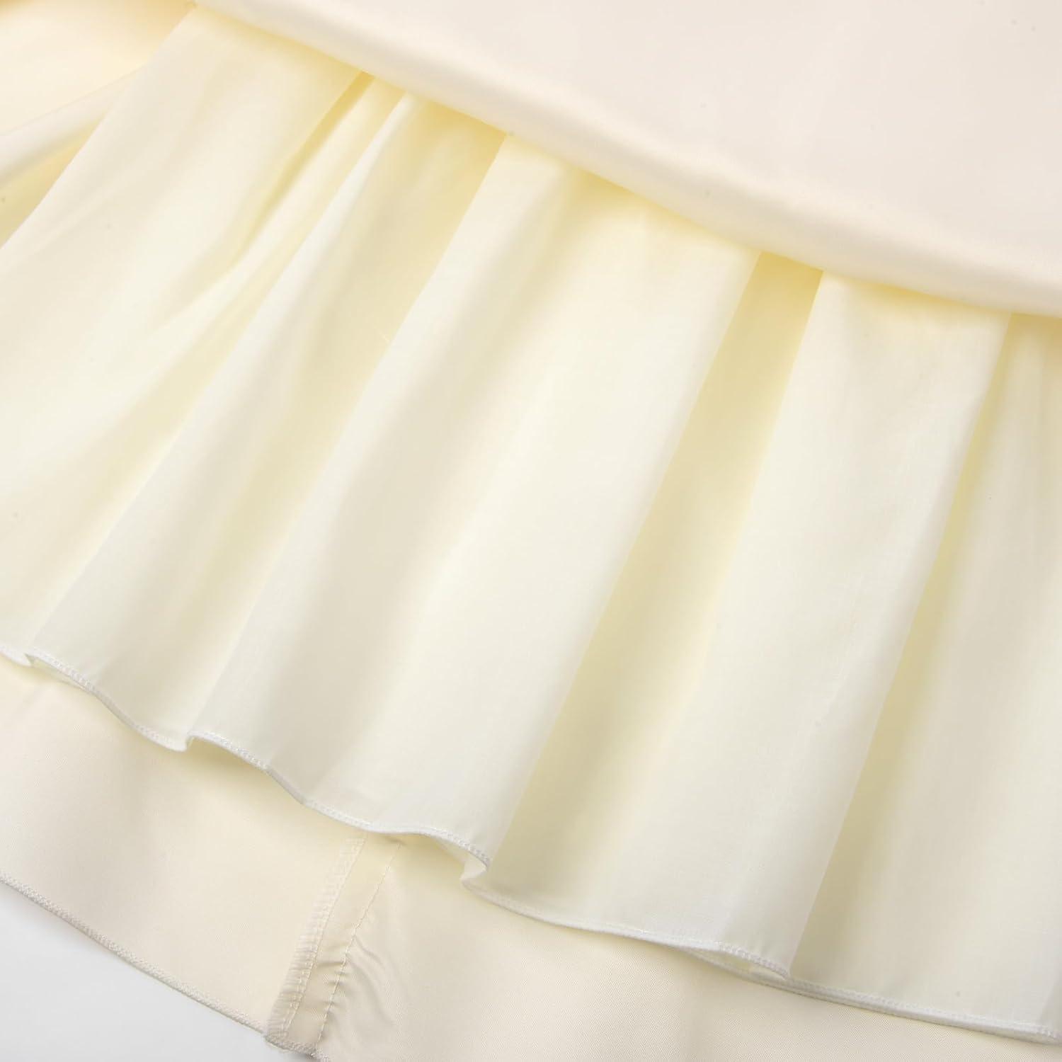 imageUhnice Flower Girl Satin Dress with Pearls Flutter Sleeves V Back Gown with Removable Bow for Wedding Birthday PartyChampagne