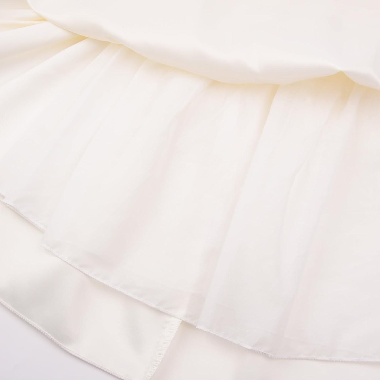 imageUhnice Flower Girl Satin Dress with Pearls Flutter Sleeves V Back Gown with Removable Bow for Wedding Birthday PartyIvory