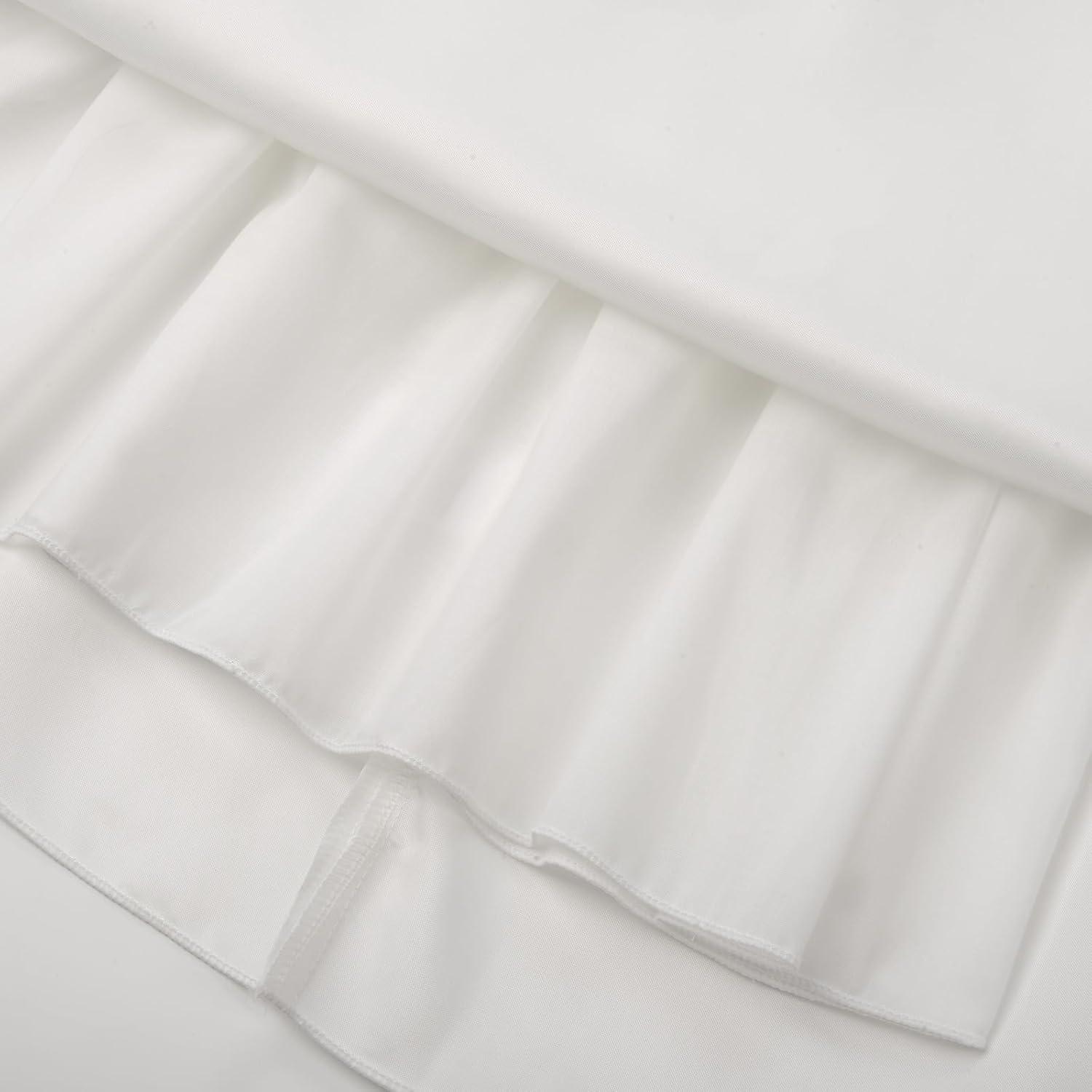 imageUhnice Flower Girl Satin Dress with Pearls Flutter Sleeves V Back Gown with Removable Bow for Wedding Birthday PartyWhite With Pink Bow