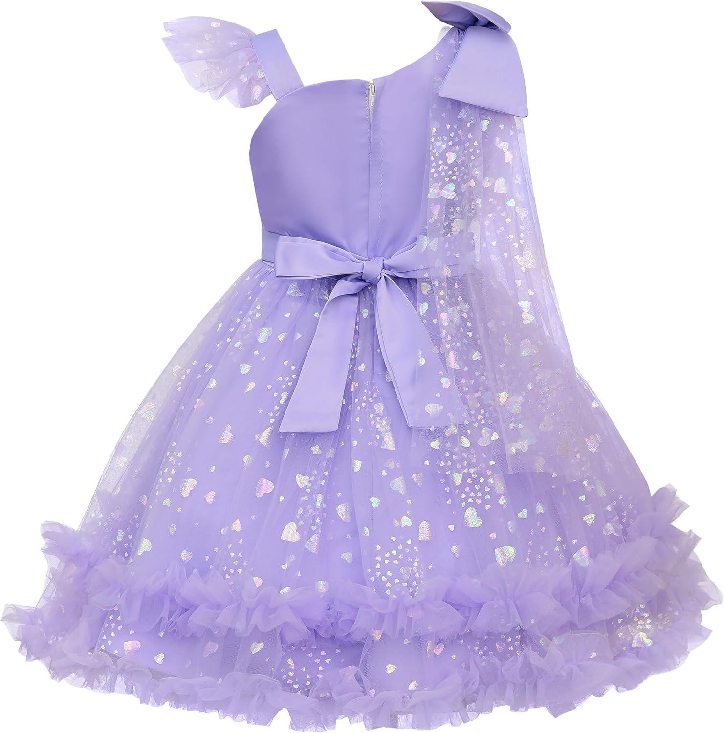 imageUhnice Flower Girls One Shoulder Dress Bowknot Tulle Skirt for Wedding Party PageantPurple