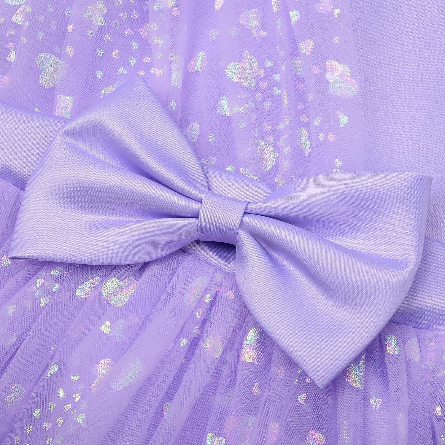 imageUhnice Flower Girls One Shoulder Dress Bowknot Tulle Skirt for Wedding Party PageantPurple