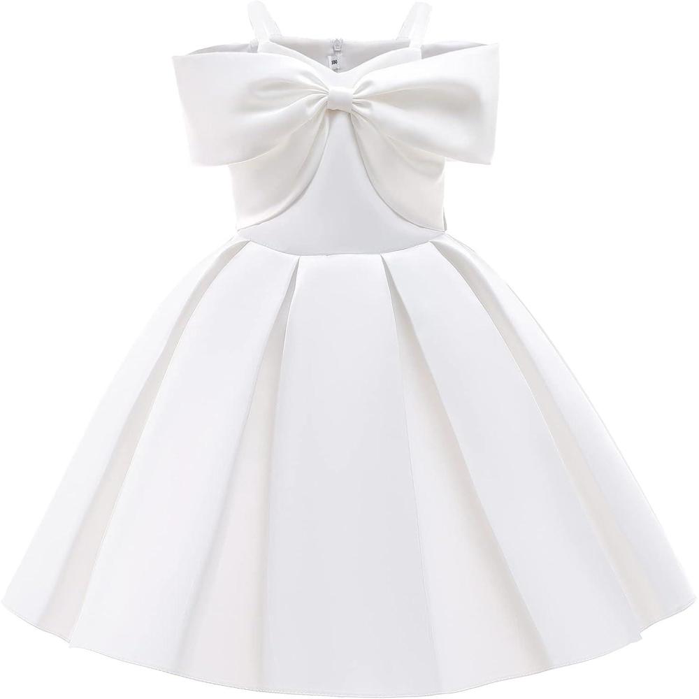 imageUhnice Flower Girl Formal Dress Off Shoulder Bowknot Wedding Ball GownWhite