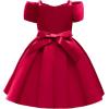 imageUhnice Flower Girl Formal Dress Off Shoulder Bowknot Wedding Ball GownRed