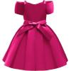 imageUhnice Flower Girl Formal Dress Off Shoulder Bowknot Wedding Ball GownRose