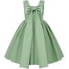 imageUhnice Flower Girl Satin Dress Sleeveless Dresses with Detachable Bow for Wedding PartyGreen
