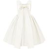 imageUhnice Flower Girl Satin Dress Sleeveless Dresses with Detachable Bow for Wedding PartyIvory