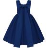 imageUhnice Flower Girl Satin Dress Sleeveless Dresses with Detachable Bow for Wedding PartyNavy Blue