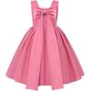 imageUhnice Flower Girl Satin Dress Sleeveless Dresses with Detachable Bow for Wedding PartyPink